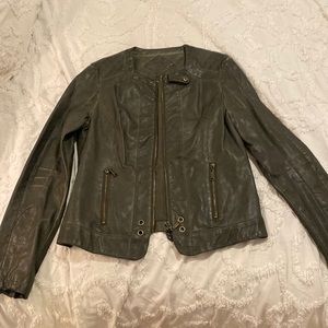 Pleather green jacket with details